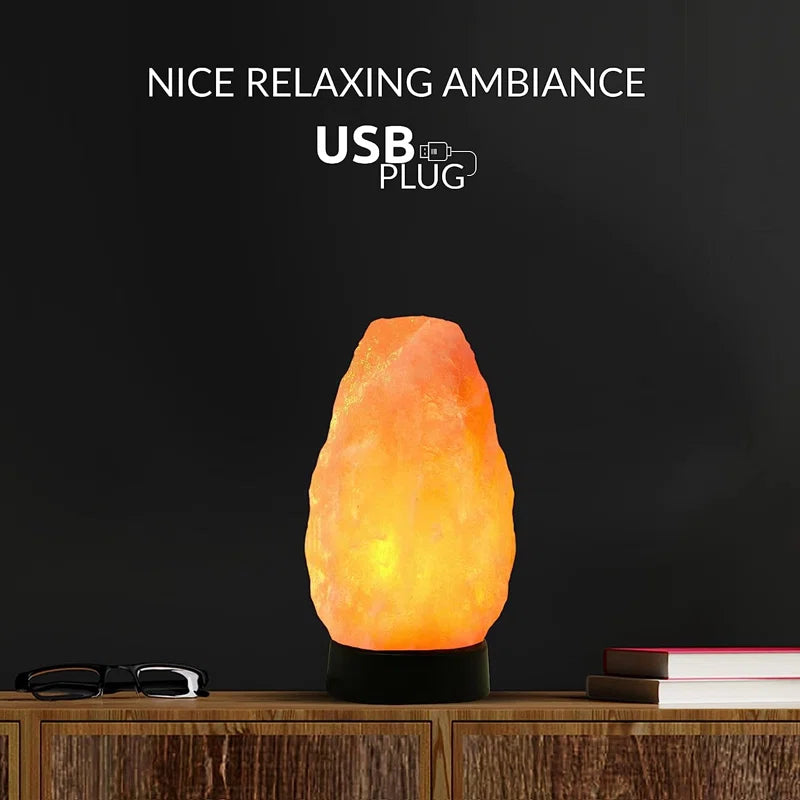 ETL Certified USB Salt Lamp with Plastic Base, 4-5", Orange