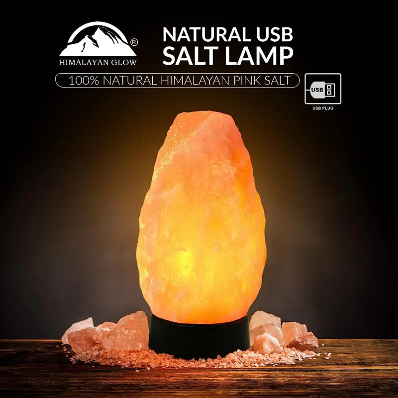 ETL Certified USB Salt Lamp with Plastic Base, 4-5", Orange